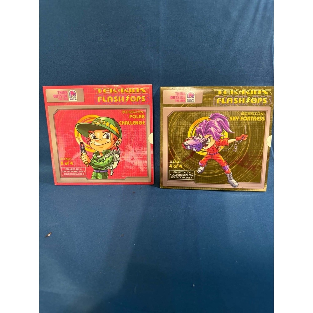 Lot of 2 Taco Bell Kids Meal PC Games 2006 Tek Kids Flash Ops Discs 2 & 4 New